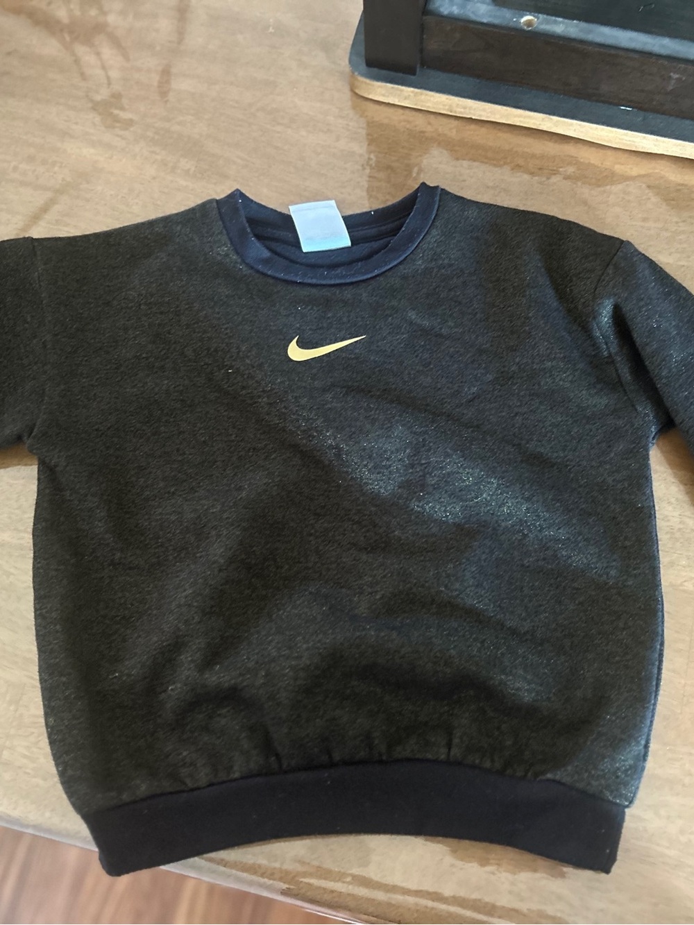 Nike Kids Black Sweatshirt with Gold Swoosh